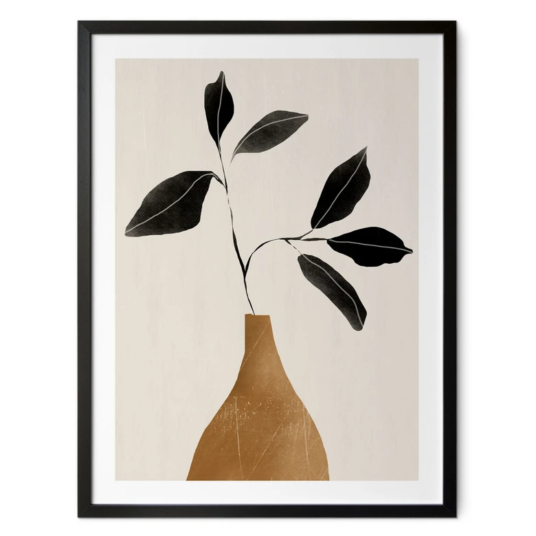 Poster Stilleben fürs Wohnzimmer - Zweig in goldener Vase - ThingDesign 