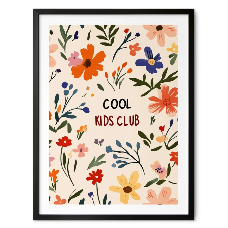Kinderposter Cool Kids Club Bunte Blumen - Treechild 