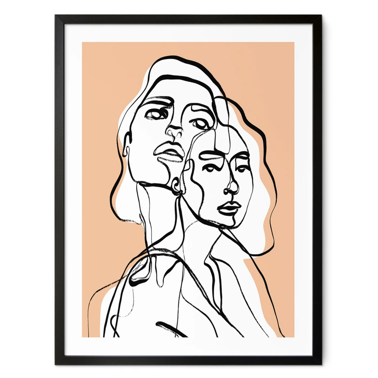 Poster Line Art Porträt von zwei Frauen - Treechild 