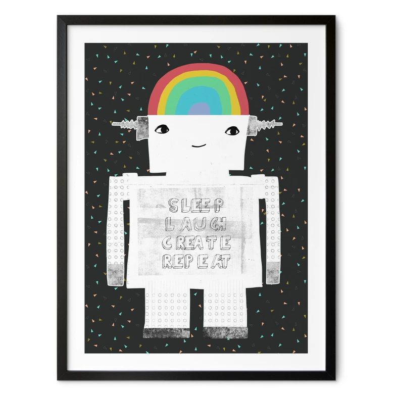 Poster für Kinder - Regenbogen-Roboter Sleep Laugh Create - Treechild 