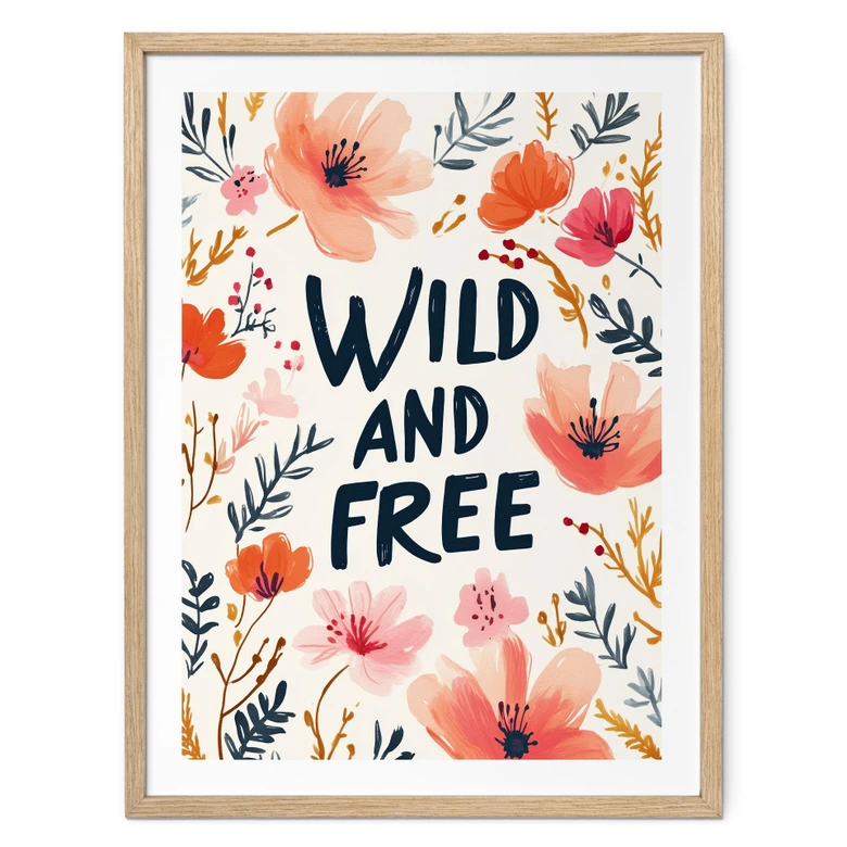 Poster Wild and free mit Aquarell-Blumen - Treechild 