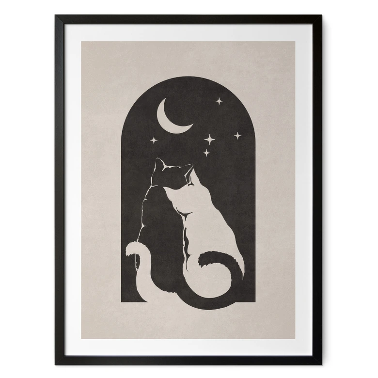 Animal Poster Two cats in the moonlight - Tunaboylu 