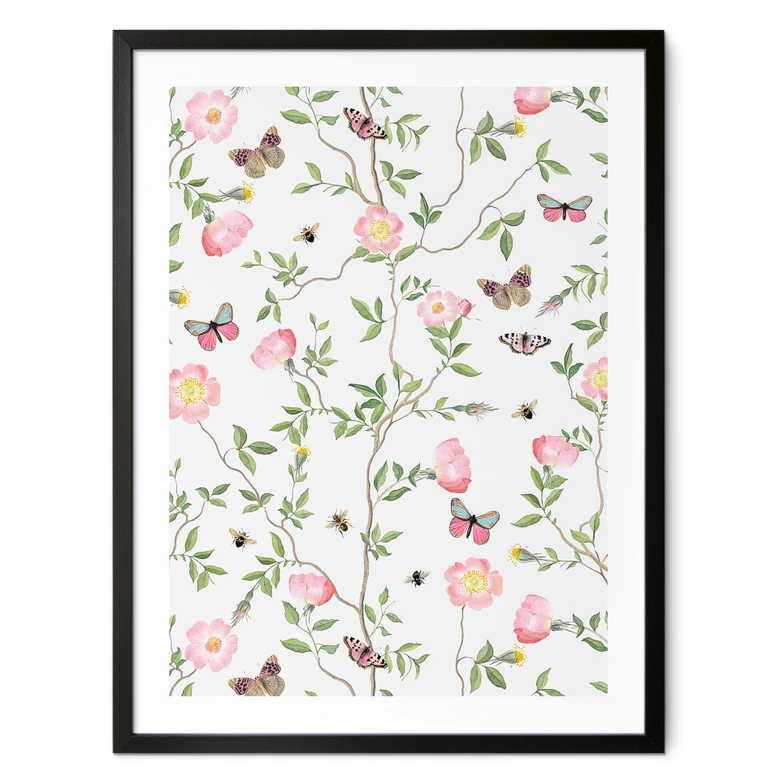 Poster Rosa Christrosen im Frühling - UN Designs 