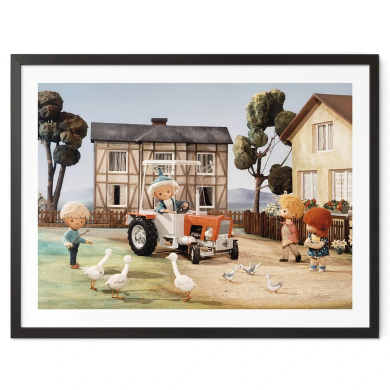 Poster Unser Sandmännchen - Sandmann mit Traktor - Kinderposter 
