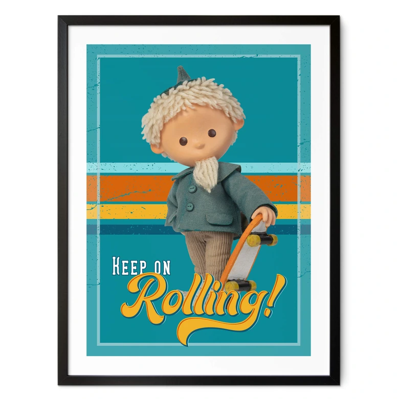 Poster Unser Sandmännchen - Sandmann mit Skateboard - Kinderposter 