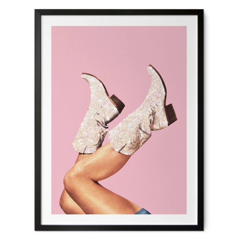 Poster Cowgirl with glitter boots in pink - Vertigo Artography 