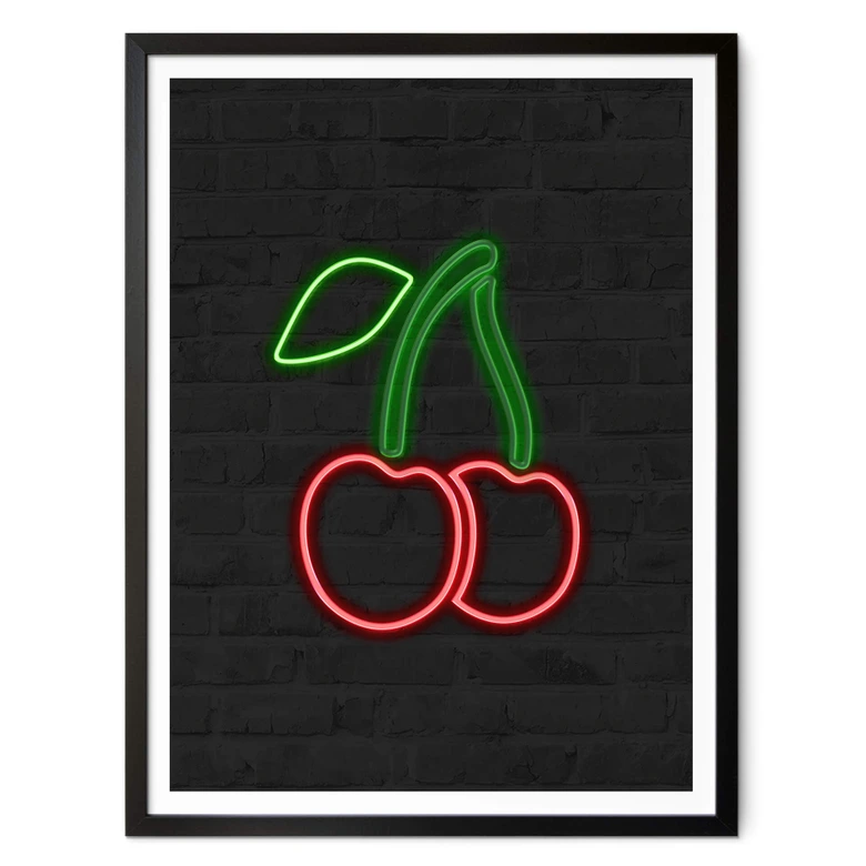 Poster Kirschen - Neonlicht 