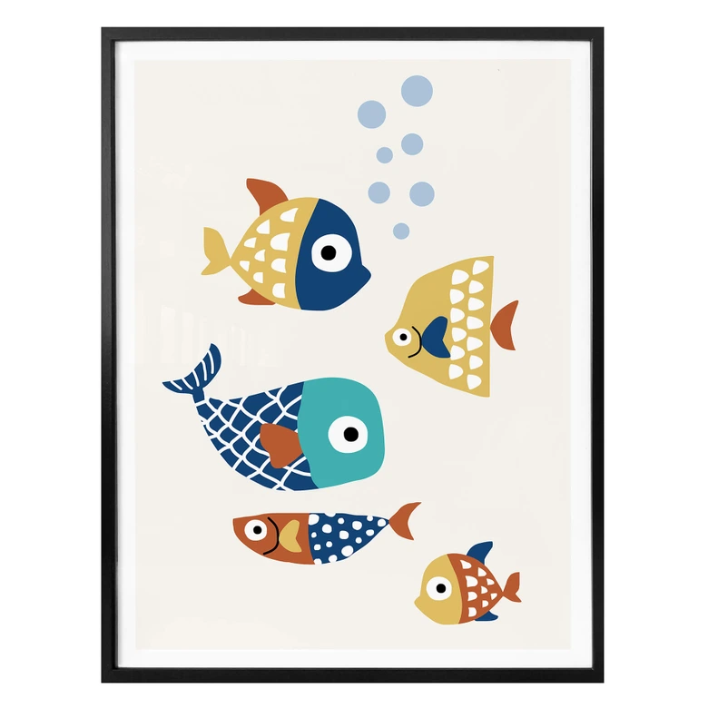 Plakat - Kubistika - Farverige fisk 