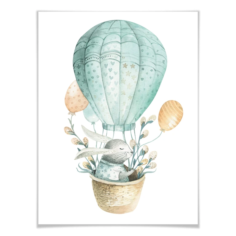 Poster Kvilis - Häschen im Ballon 