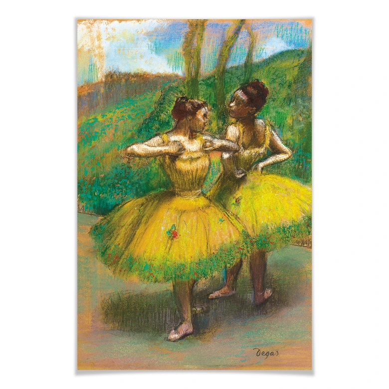 Poster Degas - Zwei Tänzerinnen in gelb 