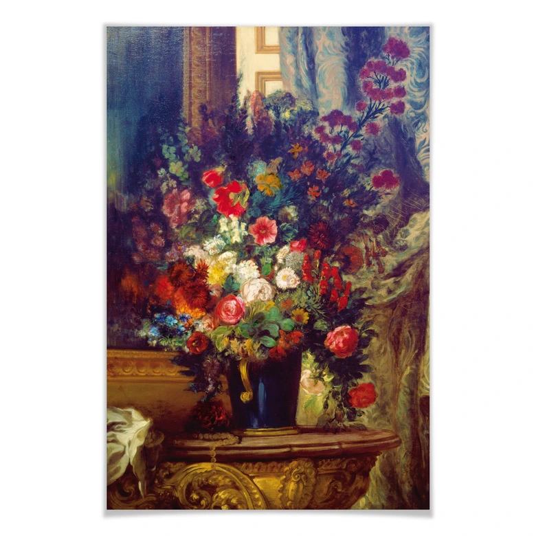 Poster Delacroix - Vase mit Blumen auf einer Konsole 