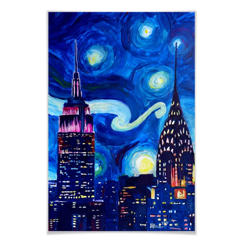Poster Bleichner - New York bei Nacht 