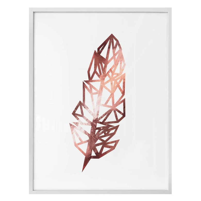 Póster - Pluma de origami - look oro rosa 