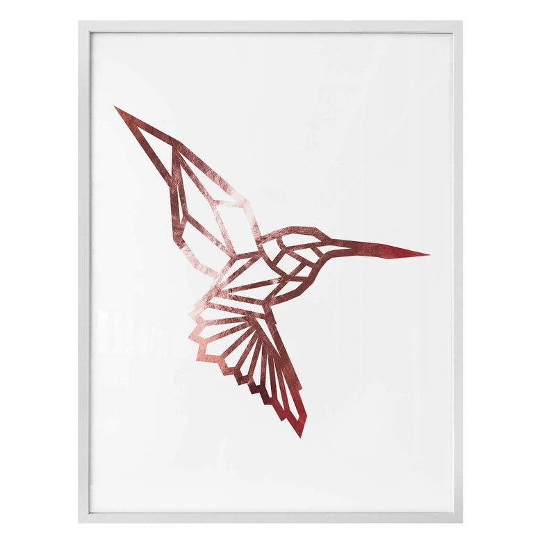 Poster - Origami Kolibri - Roségold-Optik 