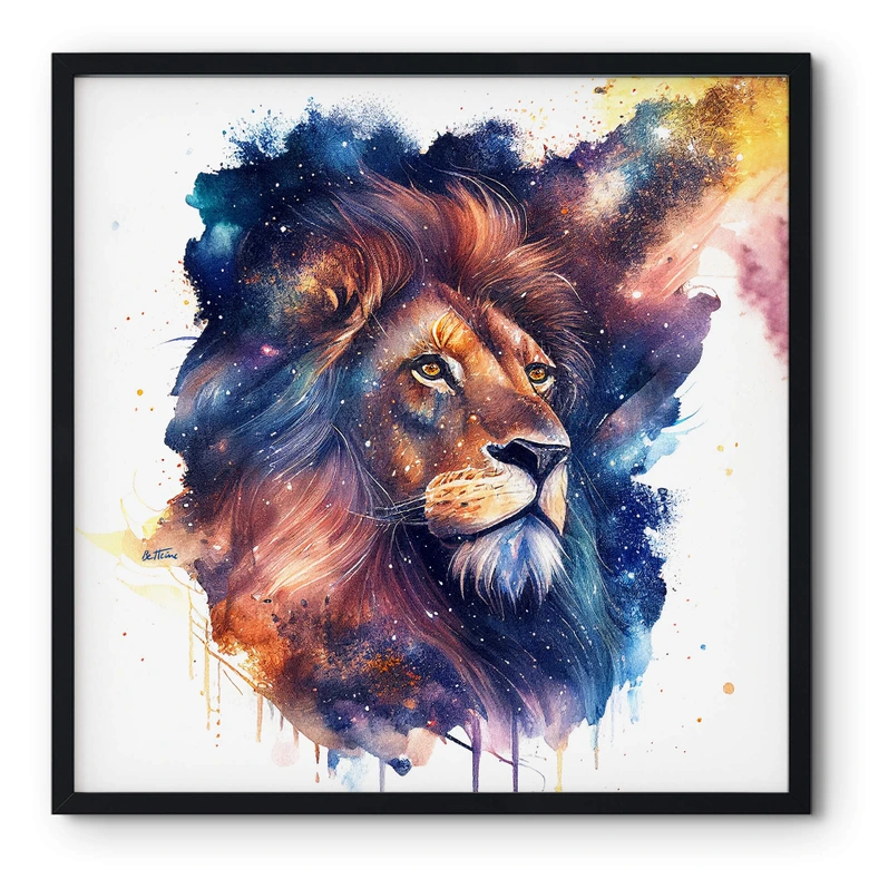 Poster Heine - Mächtiger Löwe im Sternenhimmel - Astro Cruise - Quadratisch 