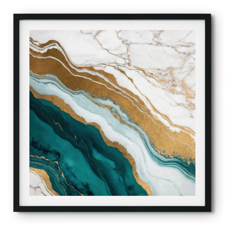 Poster Marmor-Fluss aus Gold und Jade - Alpenglow Workshop - Quadratisch 
