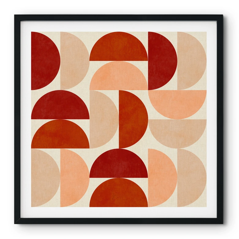 Poster Abstrakte Halbkreise in warmen Naturtönen - Bre - Quadratisch 