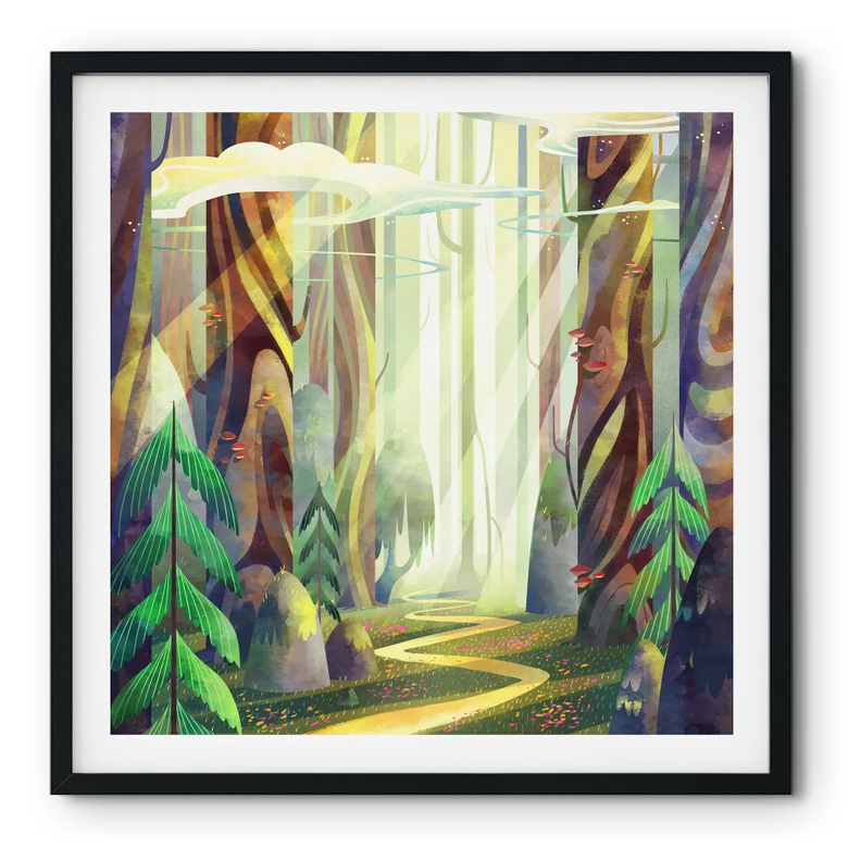 Poster Enchanted forest in the light - DigitalArtsi 