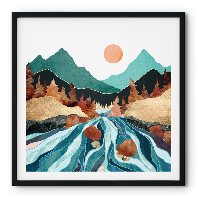 Poster Berg Land Fluss - SpaceFrog Designs 