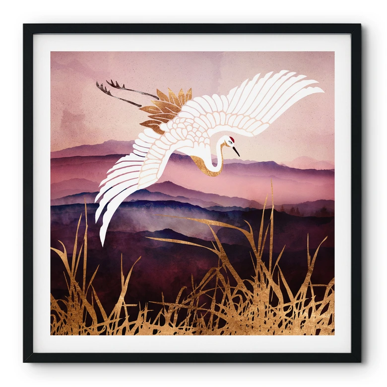 Poster Eleganter Kranich - SpaceFrog Designs 