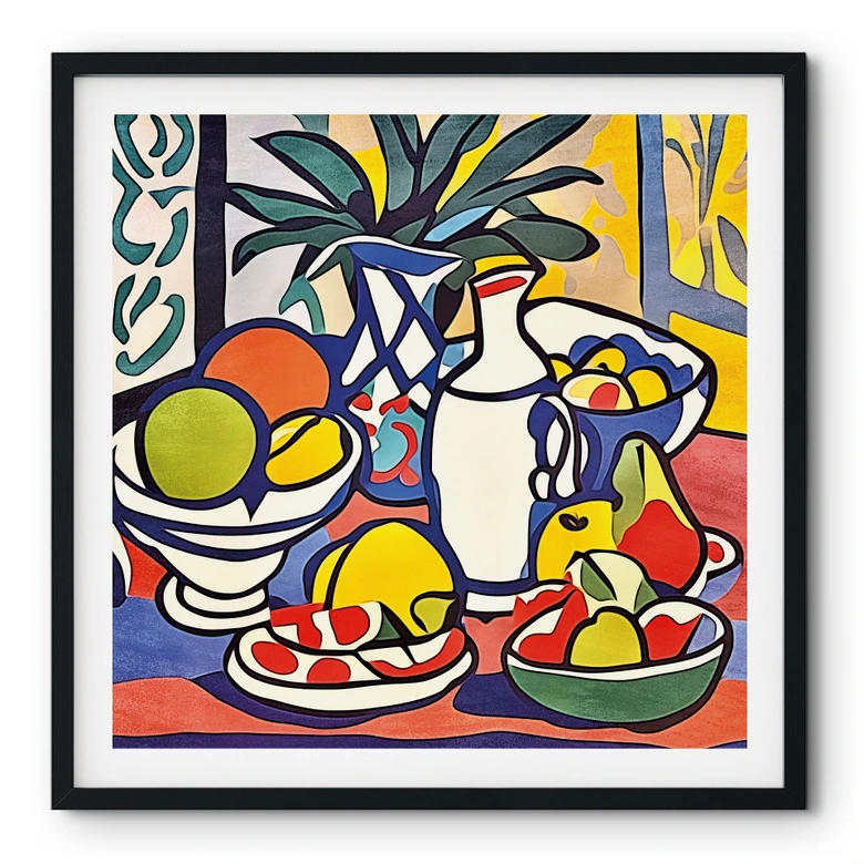 Poster Milch und Obst - Inspiriert von Matisse - Zamart - Quadratisch 