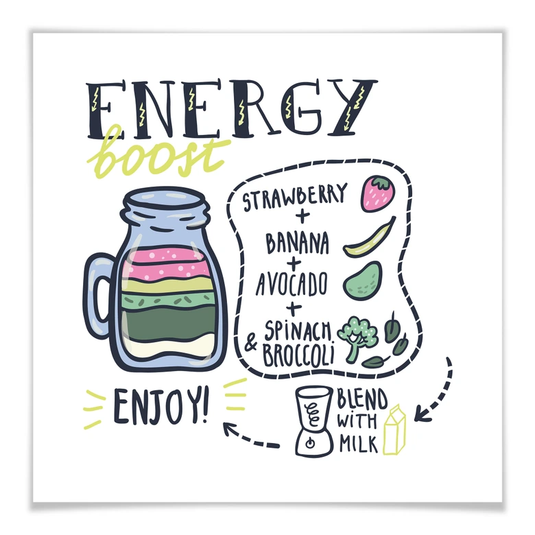 Poster Energy Boost - vierkant 