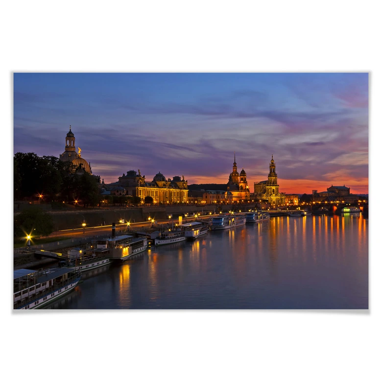 Poster Dresden im Nachtlicht 