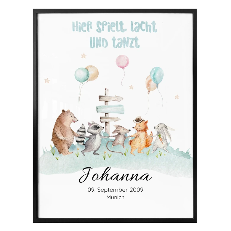 Personalisiertes Poster Kvilis - Hier spielt, lacht und tanzt 