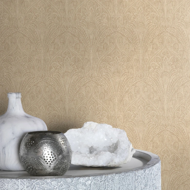 Rasch Vliestapete, Mustertapete Indian Style mittelbeige 