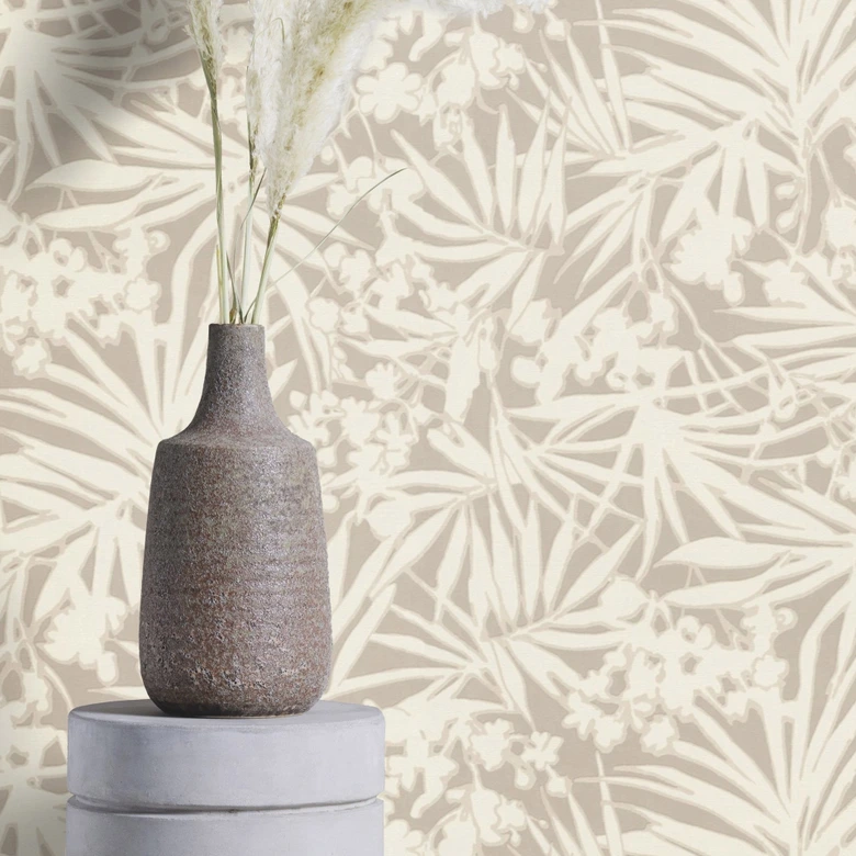 Blomstertapet, Paraiso beige ikke-vævet tapet 