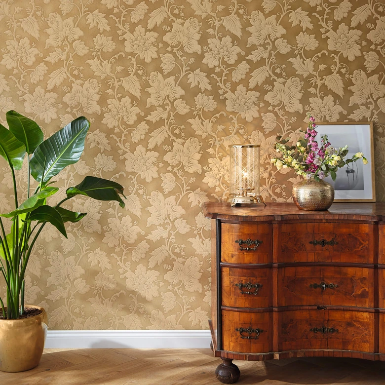 Rasch Vliestapete, Mustertapete Trianon XIII mattgold 