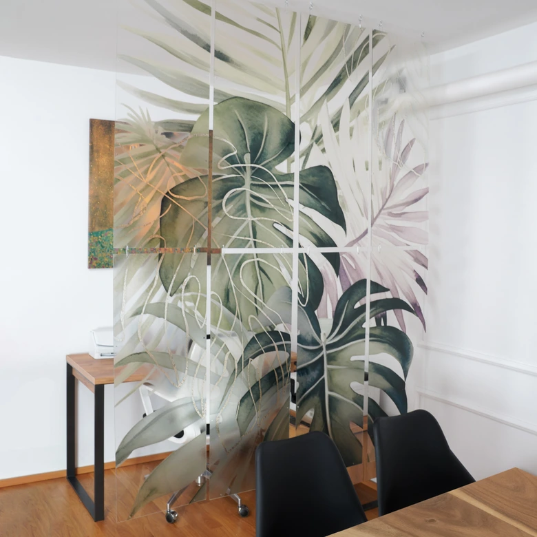 Séparation de pièce, Paravent, Paroi suspendue Feuilles tropicales - Boho - Haase 