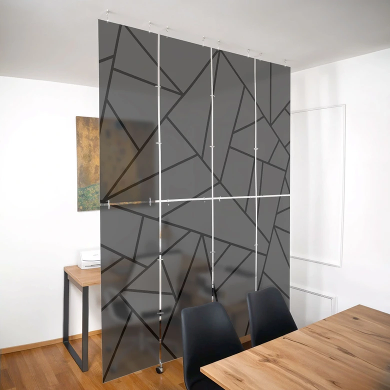Séparation de pièce, paravent, paravent suspendu Grille noire 