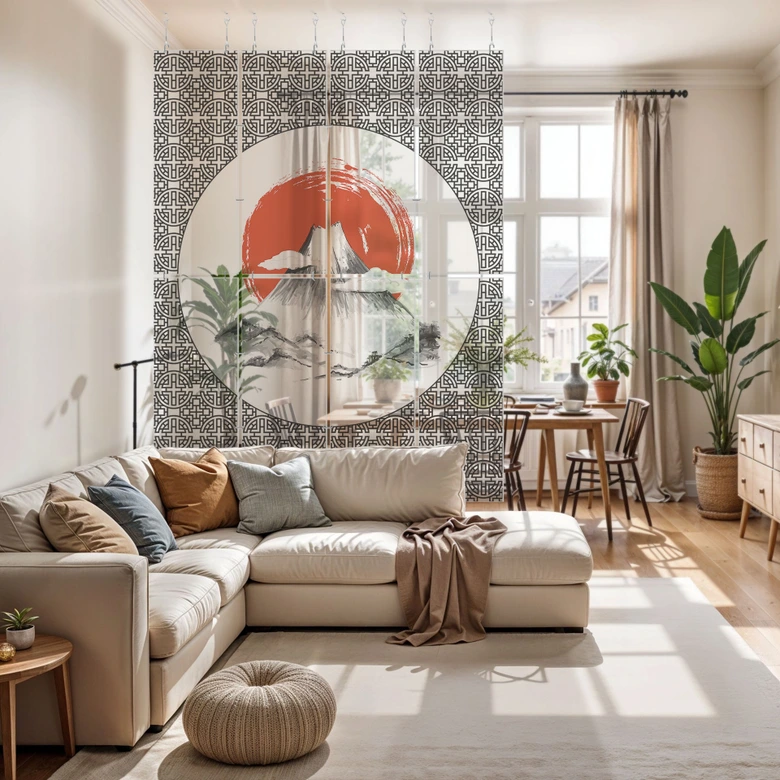 Divisorio, schermo, schermo appeso per la privacy Paesaggio giapponese - 8 pezzi 