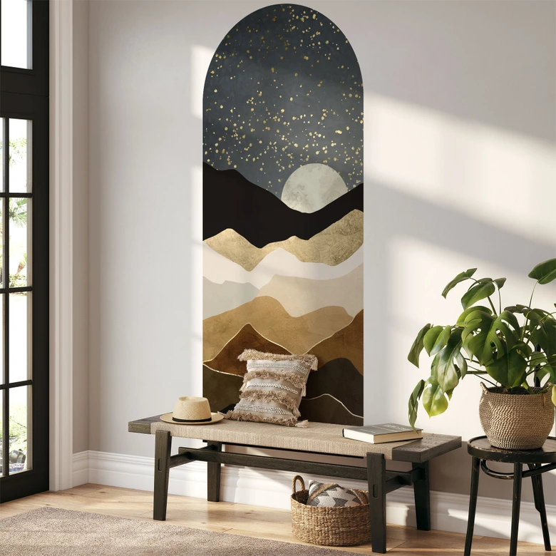 Wandtattoo Rundbogen Wandpaneel Goldene Sterne - SpaceFrog Designs - schmal 