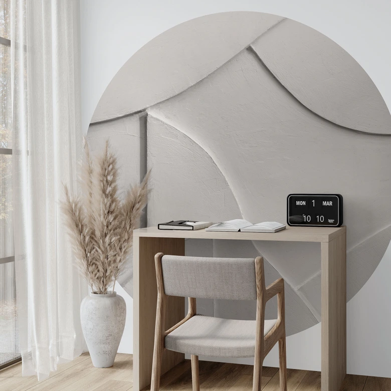 Fototapet Abstrakta strukturer i mjuk beige - Böhmer - Rund - non-woven tapet/självhäftande non-woven tapet 