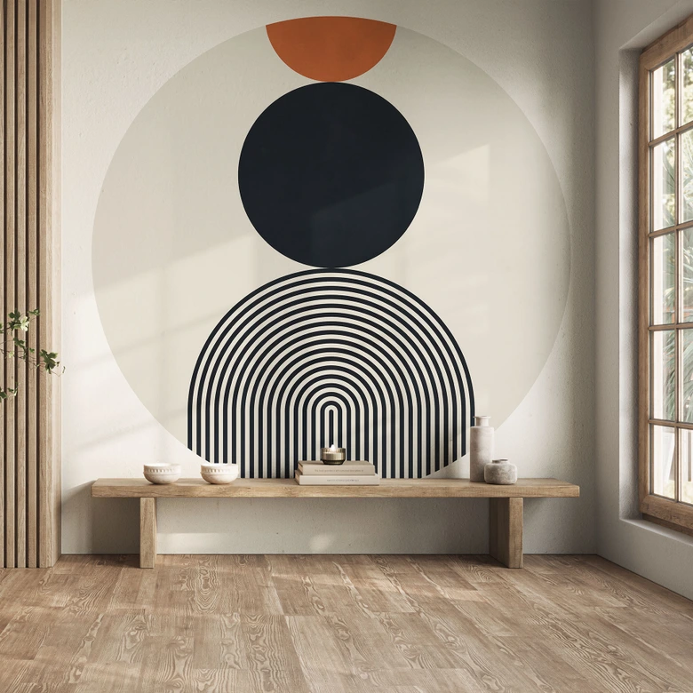 Wall Mural Abstract lines and circles in harmony - Costa - Round - non self-adhesive/self-adhesive wallpapers 