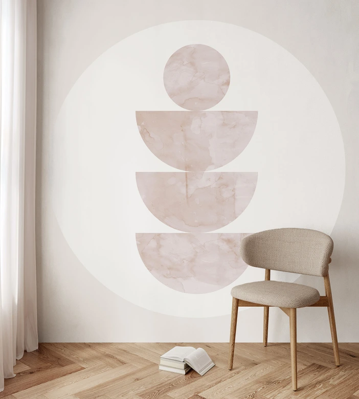 Geometrisk balans - Abstrakt komposition - Costa - Rund Fototapet - non-woven tapet/självhäftande non-woven tapet 