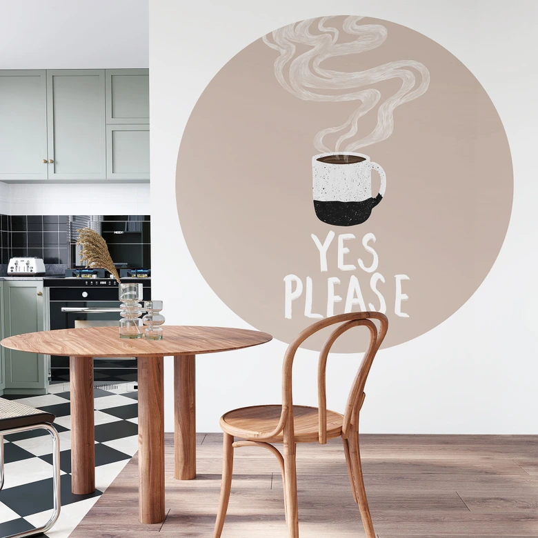 Taza de café caliente por la mañana | Papel pintado Cocina - EMELIEmaria - Round - Papel pintado autoadhesivo/no tejido 