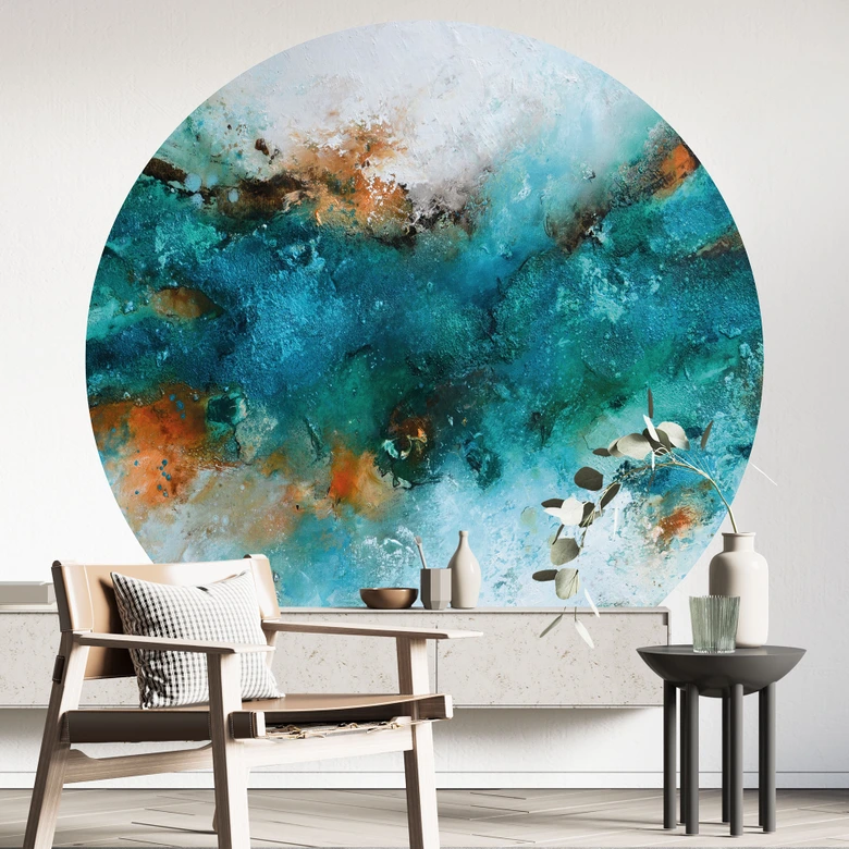 Fruset vatten - Fedrau - Fototapet, rund - non-woven tapet/självhäftande non-woven tapet 