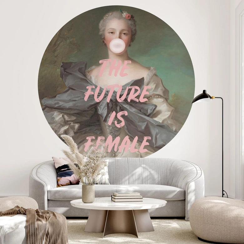 Wall Mural with saying The future is female - Grace Digital Art - Round - non self-adhesive/self-adhesive wallpapers 