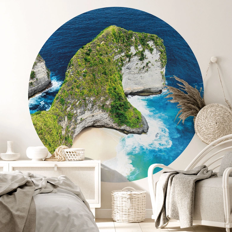 Papier peint plage côte rocheuse de Nusa Penida - Hugonnard - Rond - papier peint intissé/papier peint intissé autocollant 
