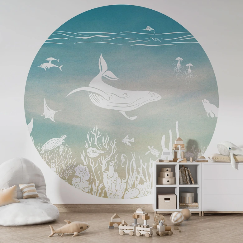 Wall Mural Underwater World Paradise - Ombre - Kikki Belle - Round - non self-adhesive/self-adhesive wallpapers 