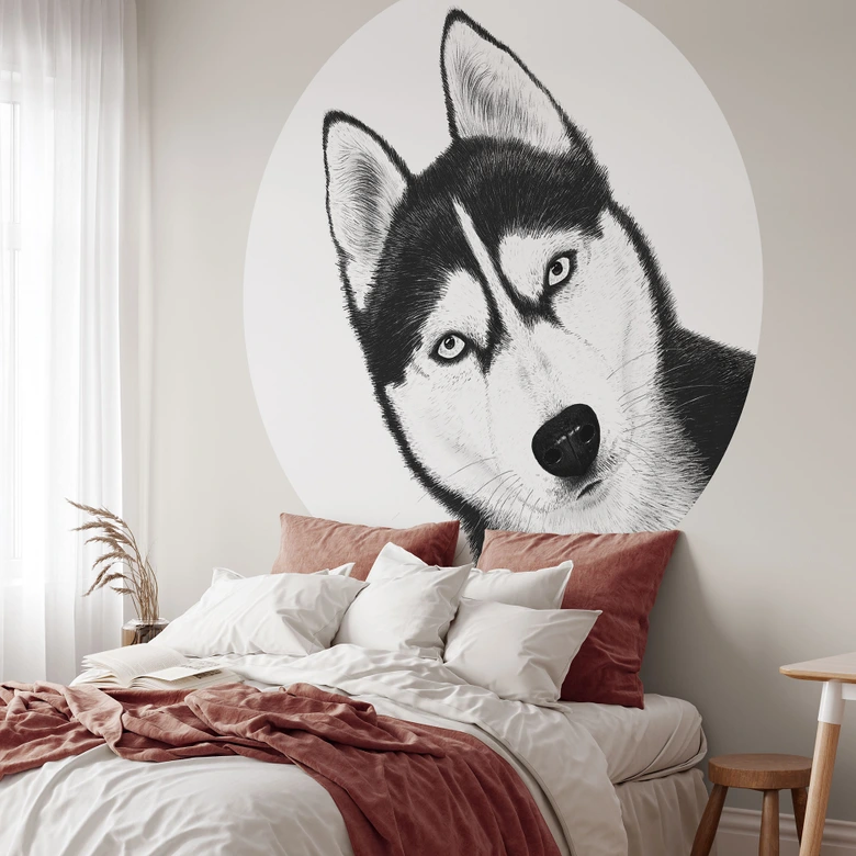 Fotomural husky siberiano - retrato perro - Korenkova - Redondo - - Papel pintado autoadhesivo/no tejido 