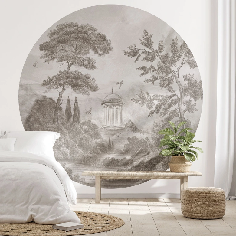Fototapete Landschaft mit Gartenlandschaft in Beige - Ms Tiff - Rund - Selbstklebend/Vlies 