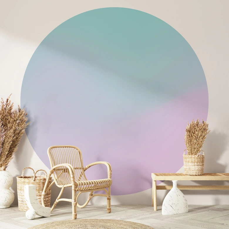 Papier peint photo rond Ombre - Rêve de barbe à papa - papier peint intissé/papier peint intissé autocollant 