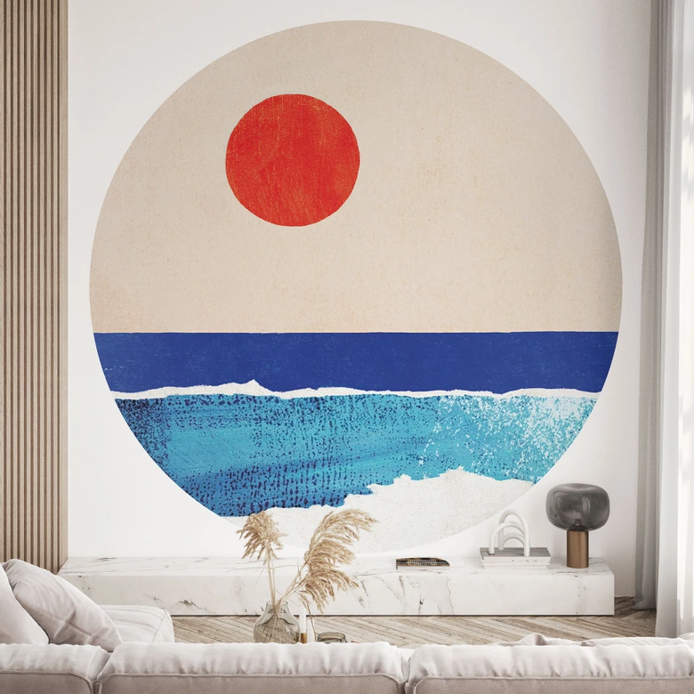 Fotomural Playa tranquila al atardecer - Rivers - Round - Fotomural autoadhesivo/no tejido 