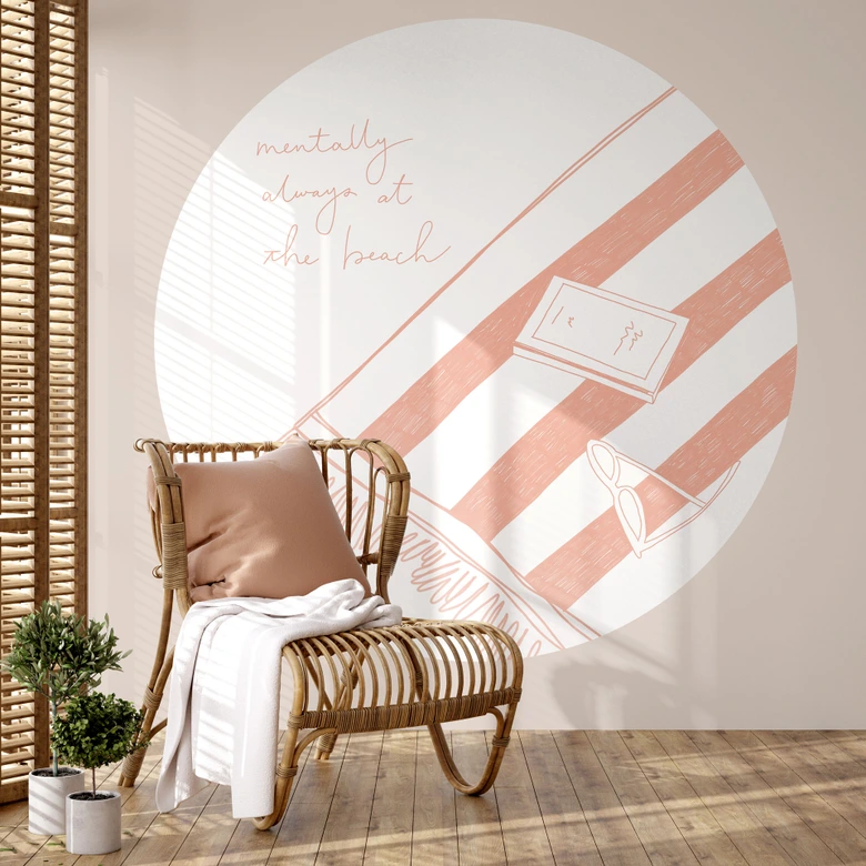 Beach Wall Mural Longing for sea and beach - Soley - Round - non self-adhesive/self-adhesive wallpapers 