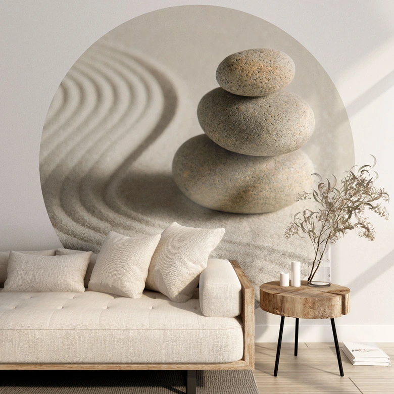 Papel pintado de Bienestar Piedra en la arena 2 - Redondo - Papel pintado autoadhesivo/no tejido 