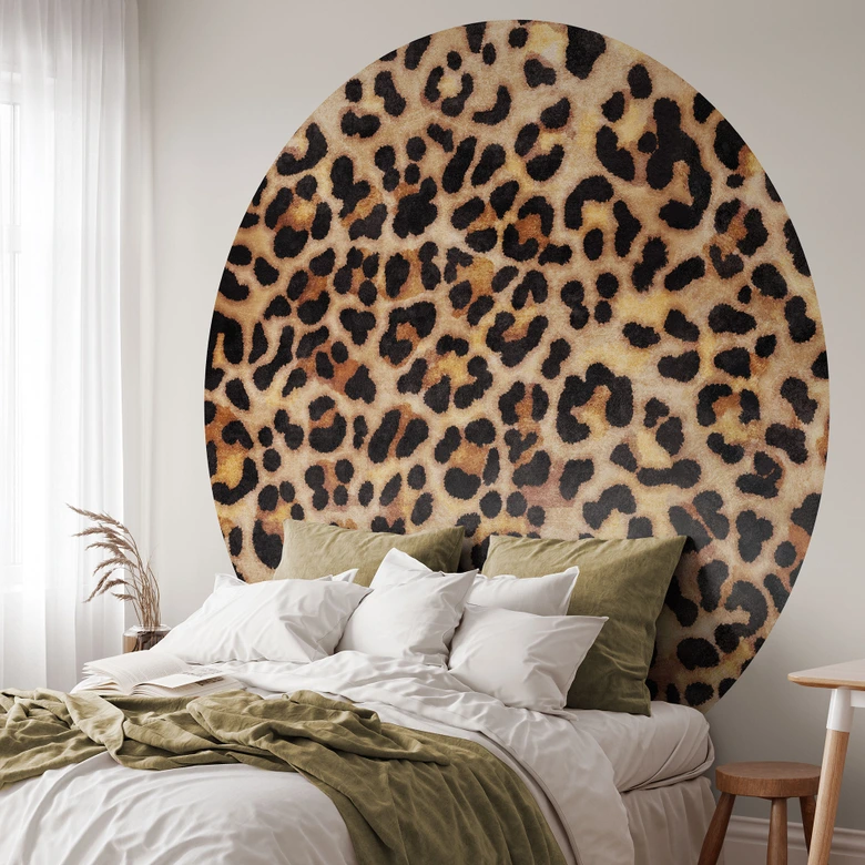 Wall Mural Wild Leopard - Animal Print - Tunaboylu - Round - non self-adhesive/self-adhesive wallpapers 
